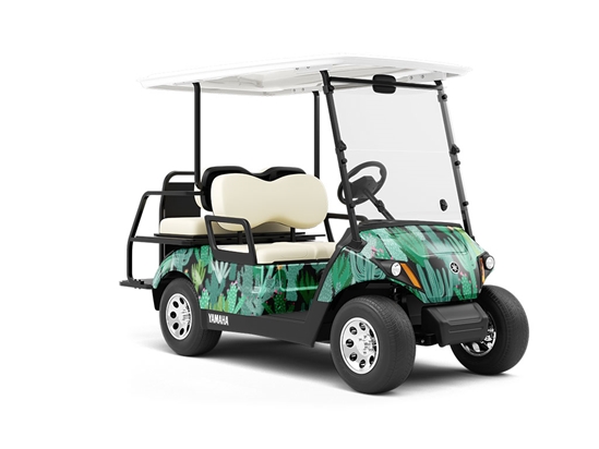 Completely Overrun Cacti Wrapped Golf Cart