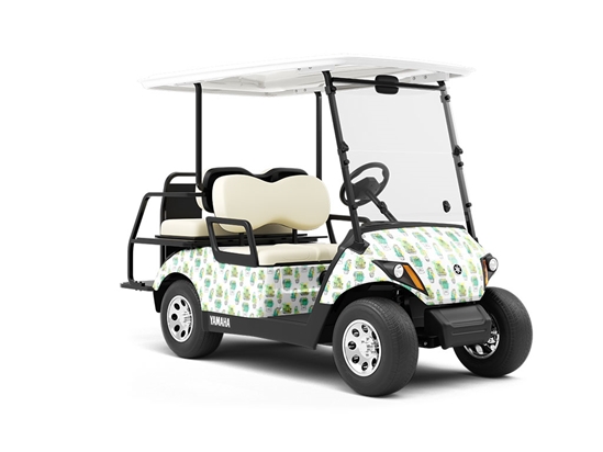 Sharp Watercolor Cacti Wrapped Golf Cart