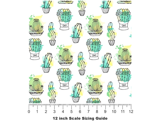 Sharp Watercolor Cacti Vinyl Film Pattern Size 12 inch Scale