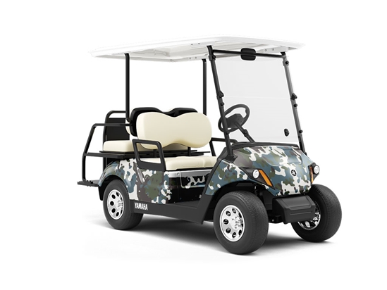 Midnight Leaf Camouflage Wrapped Golf Cart