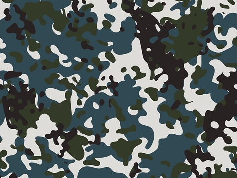 Rwraps™ Blue Camouflage Print Vinyl Wrap Film - Midnight Leaf