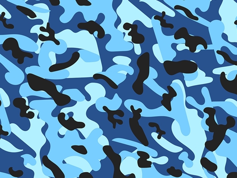 Rwraps™ Blue Camouflage Print Vinyl Wrap Film - Police Strobe