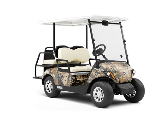 Khaki Woodland Camouflage Wrapped Golf Cart
