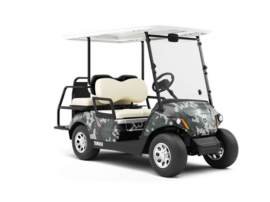 Charcoal Woodland Camouflage Wrapped Golf Cart