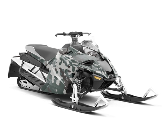 Charcoal Woodland Camouflage Custom Wrapped Snowmobile