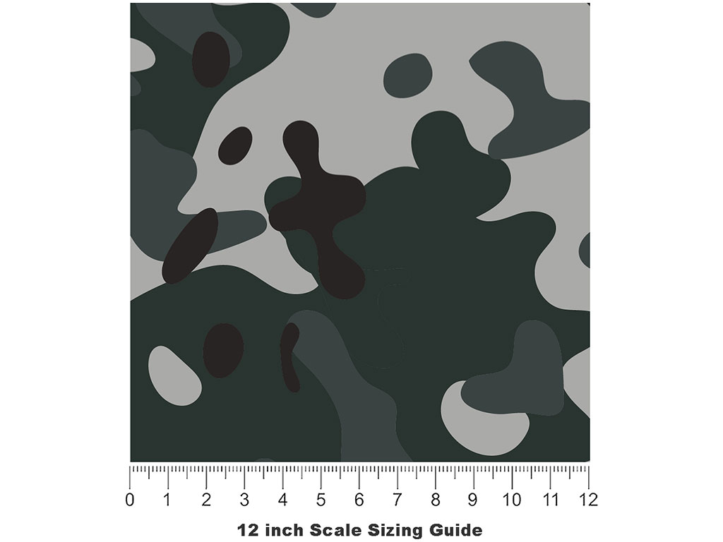 Charcoal Woodland Camouflage Vinyl Film Pattern Size 12 inch Scale