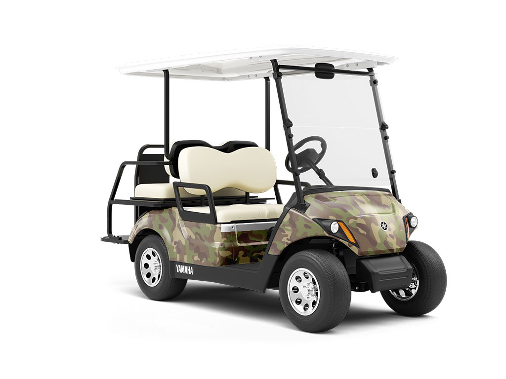 Forest Beige Camouflage Wrapped Golf Cart