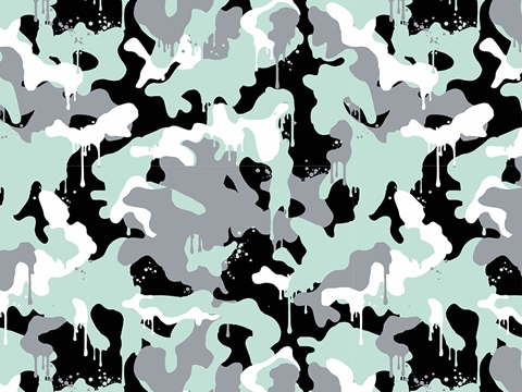 Rwraps™ Green Camouflage Print Vinyl Wrap Film - Mint Graffiti