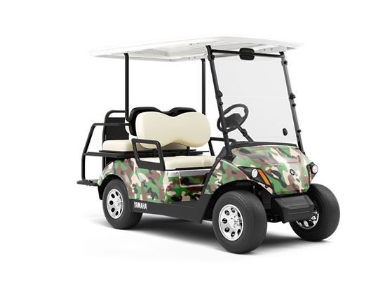 Modern Woodland Camouflage Wrapped Golf Cart