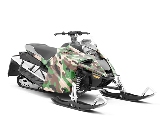 Modern Woodland Camouflage Custom Wrapped Snowmobile