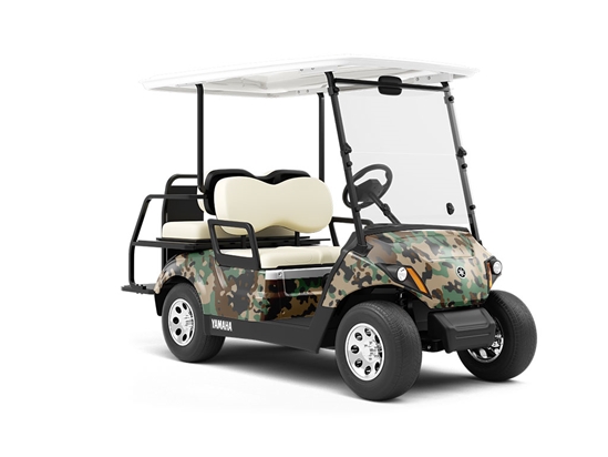 Pine Puzzle Camouflage Wrapped Golf Cart