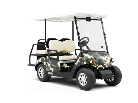 Woodland Graffiti Camouflage Wrapped Golf Cart