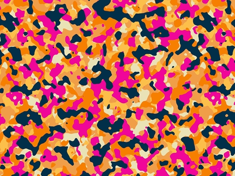 Rwraps™ Neon Camouflage Print Vinyl Wrap Film - Orange Shrapnel