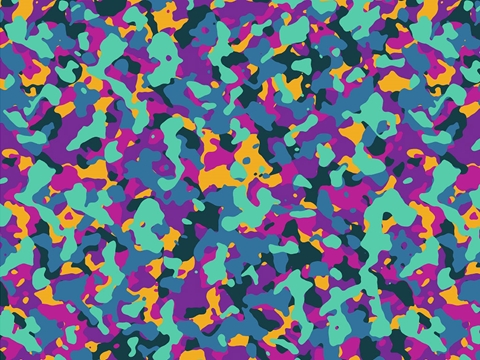 Rwraps™ Neon Camouflage Print Vinyl Wrap Film - Purple Shower