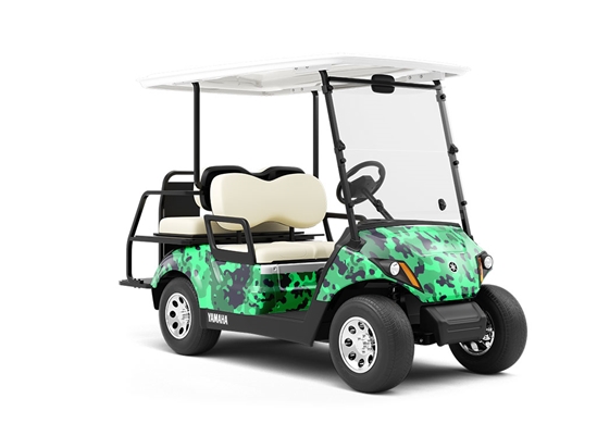 Seafoam Disrupter Camouflage Wrapped Golf Cart