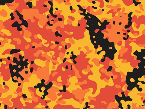 Rwraps™ Orange Camouflage Print Vinyl Wrap Film - Amber Flames