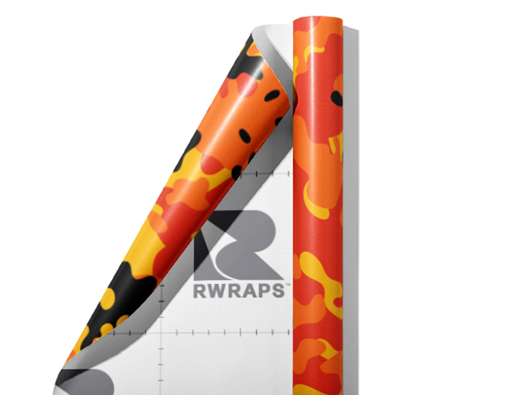 Rwraps™ Orange Camouflage Print Vinyl Wrap Film - Safety Flecktarn