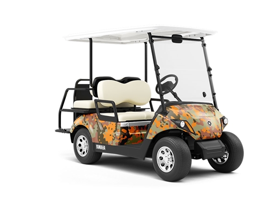 Apricot Flecktarn Camouflage Wrapped Golf Cart