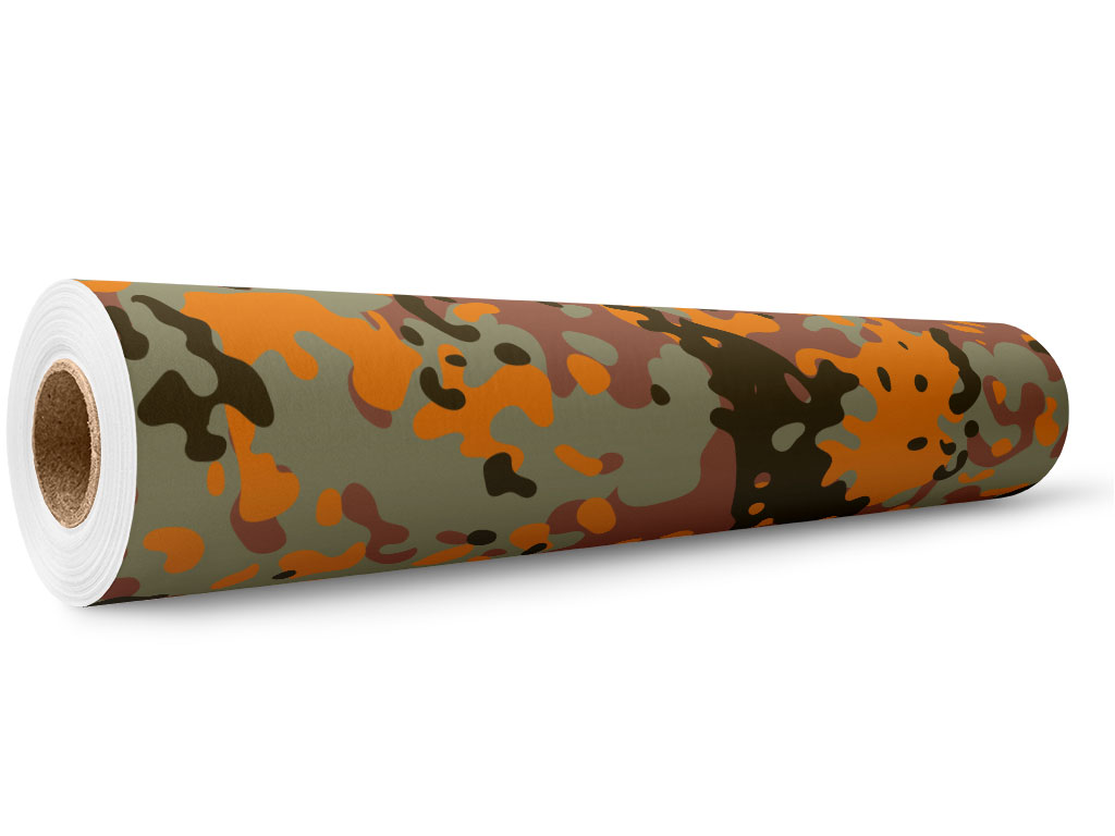 Rwraps™ Orange Camouflage Print Vinyl Wrap Film - Safety Flecktarn