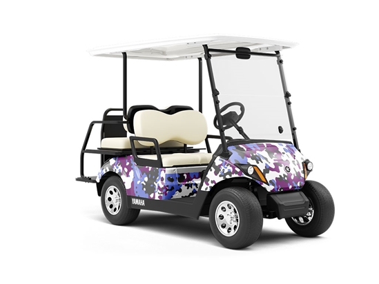 Amethyst Woodland Camouflage Wrapped Golf Cart