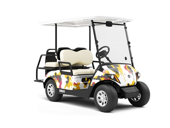 Red Graffiti Camouflage Wrapped Golf Cart