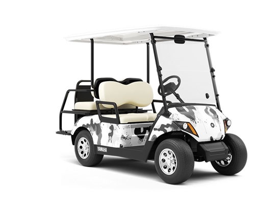 Snow Graffiti Camouflage Wrapped Golf Cart