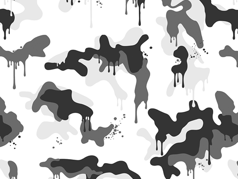 Rwraps™ White Camouflage Print Vinyl Wrap Film - Snow Graffiti