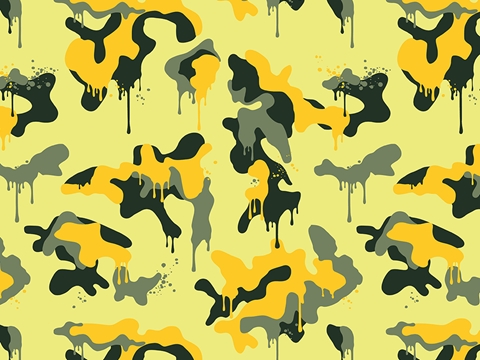 Rwraps™ Yellow Camouflage Print Vinyl Wrap Film - Lemon Graffiti