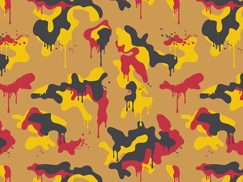 Rwraps™ Yellow Camouflage Print Vinyl Wrap Film - Mustard Splatter