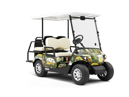 Bear Attack Camping Wrapped Golf Cart