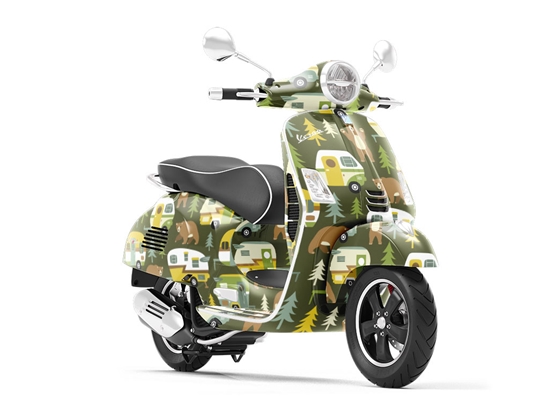 Bear Attack Camping Vespa Scooter Wrap Film