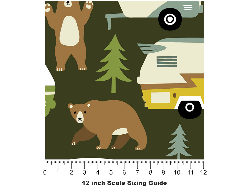 Bear Attack Camping Vinyl Film Pattern Size 12 inch Scale