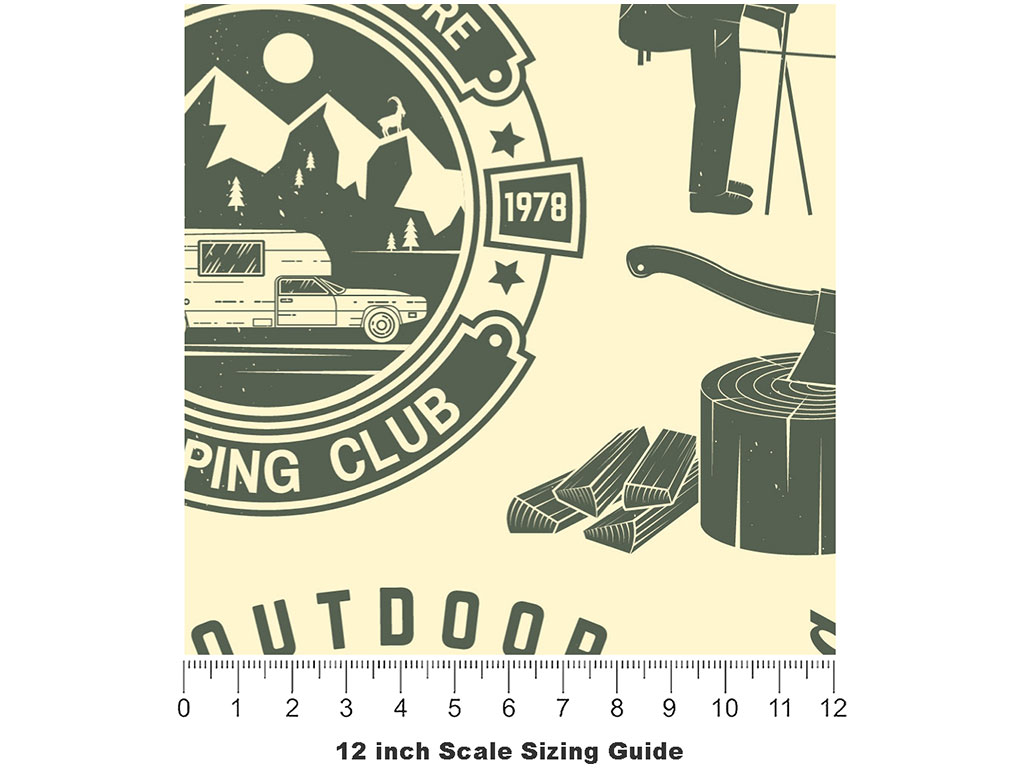 Hike More Camping Vinyl Film Pattern Size 12 inch Scale