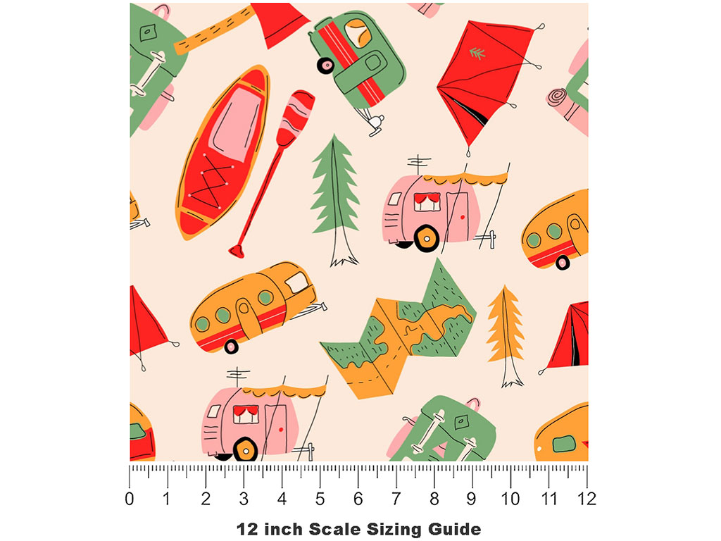 Road Trip Camping Vinyl Film Pattern Size 12 inch Scale