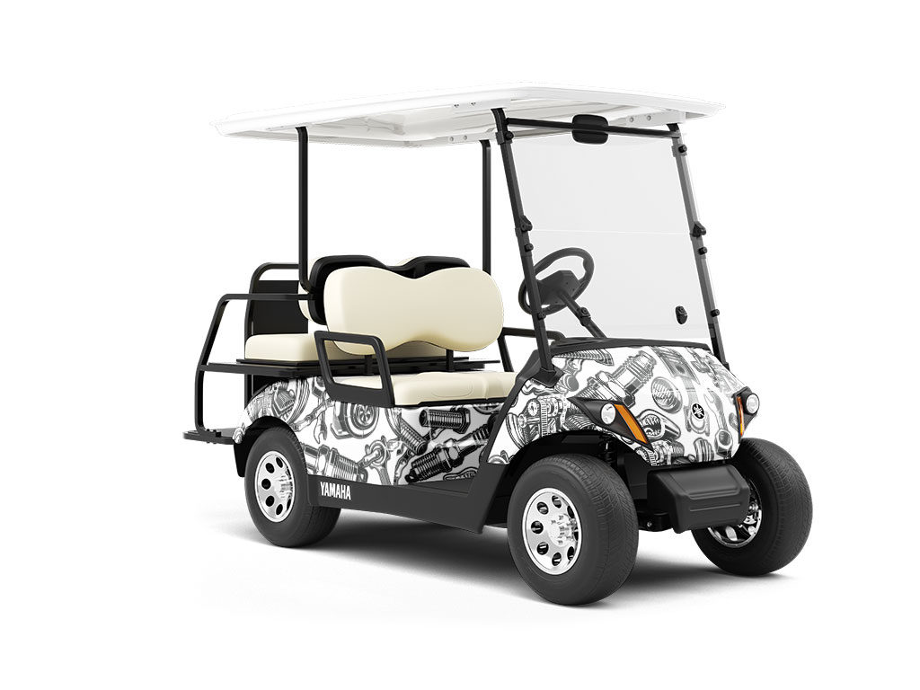 White Motor Cars Wrapped Golf Cart