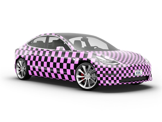 Pink Checkered Vehicle Vinyl Wrap