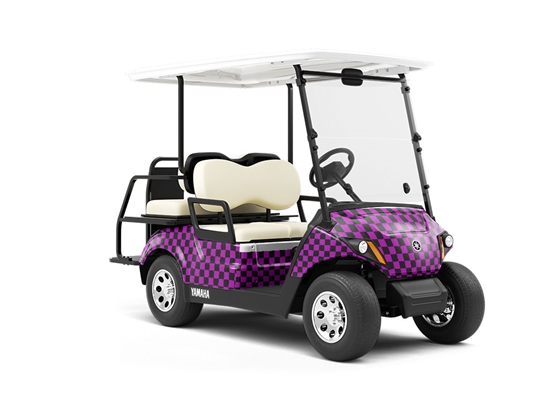 Purple Checkered Wrapped Golf Cart