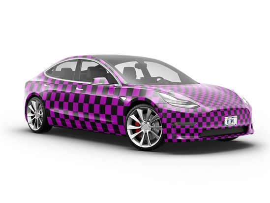 Purple Checkered Vehicle Vinyl Wrap