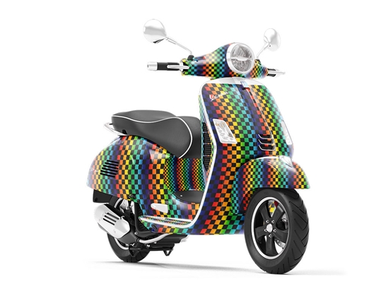 Rainbow Checkered Vespa Scooter Wrap Film