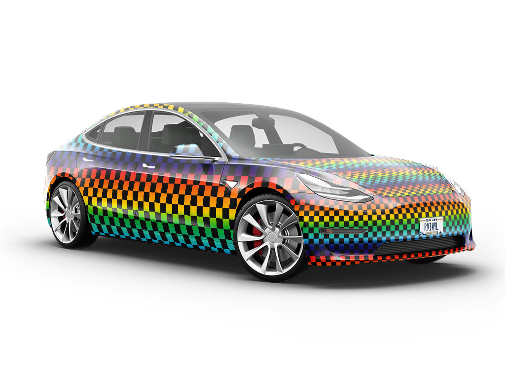 Rainbow Checkered Vehicle Vinyl Wrap