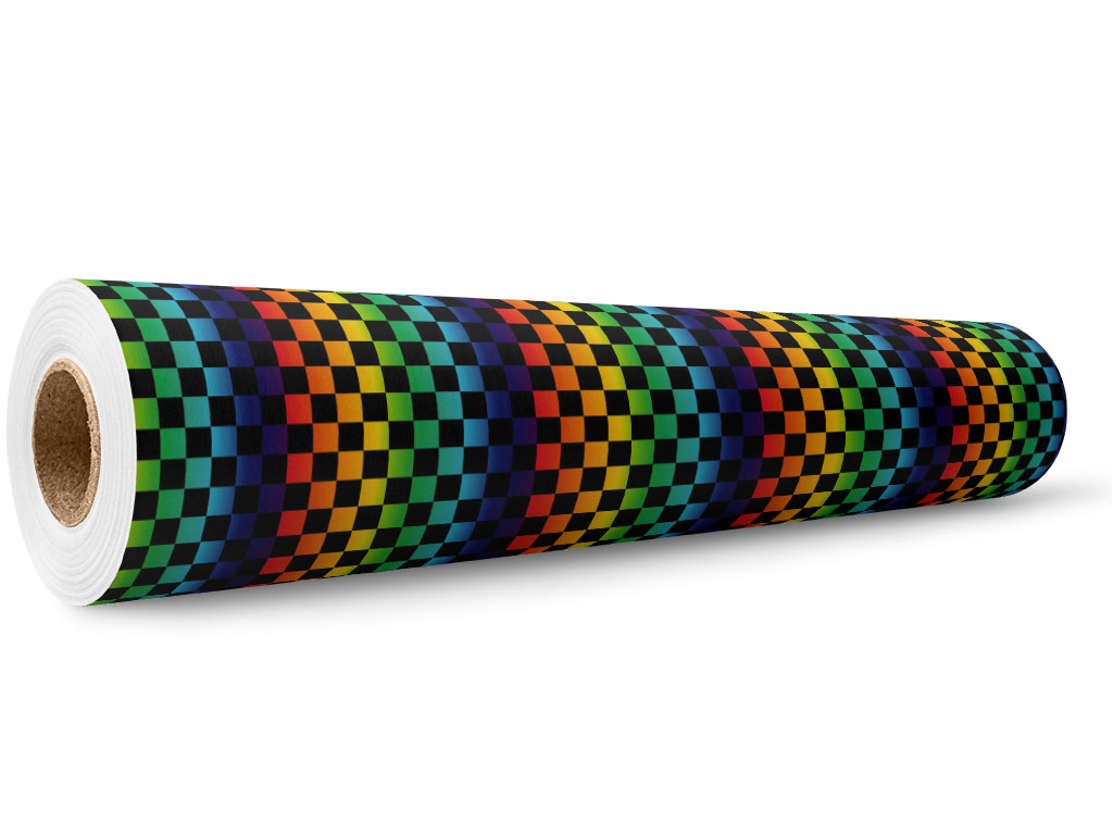 Rainbow Checkered Wrap Film Wholesale Roll