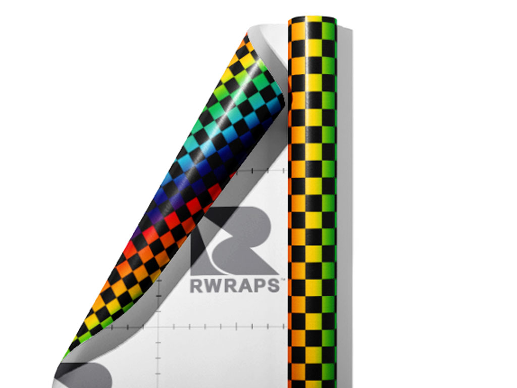 Rainbow Checkered Wrap Film Sheets