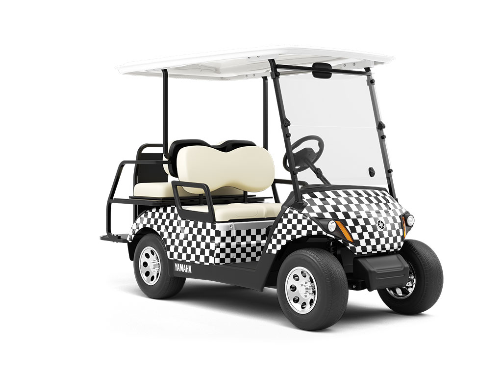 White Checkered Wrapped Golf Cart