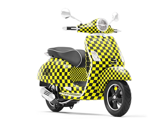 Yellow Checkered Vespa Scooter Wrap Film