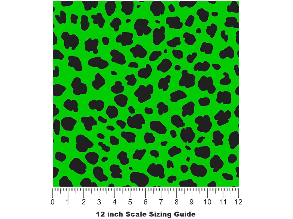 Green Cheetah Vinyl Film Pattern Size 12 inch Scale