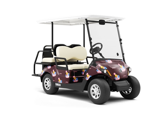 Pixel Clown Circus Wrapped Golf Cart