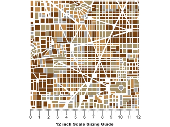 Brown Streets Cityscape Vinyl Film Pattern Size 12 inch Scale
