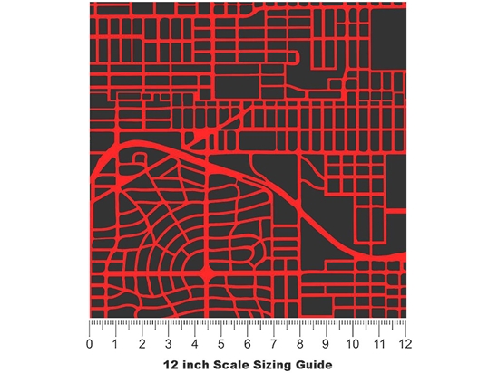 Red Streets Cityscape Vinyl Film Pattern Size 12 inch Scale