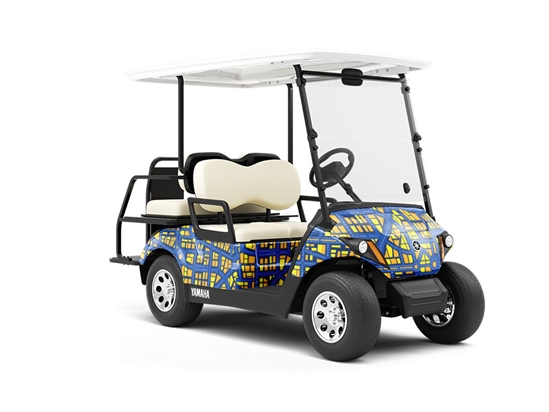 Roundabout Nightmare Cityscape Wrapped Golf Cart