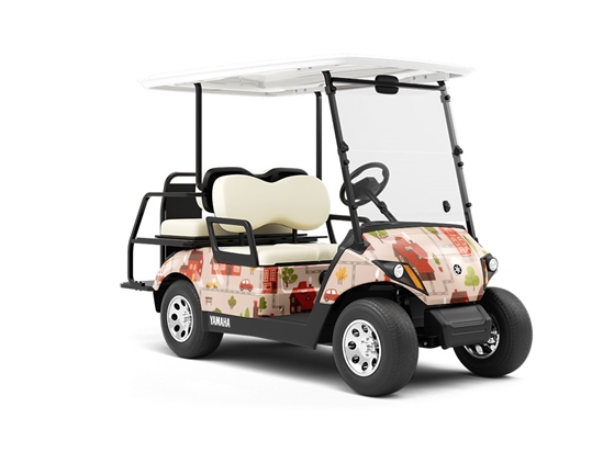 Brick Buildings Cityscape Wrapped Golf Cart